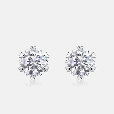 Women's Fashion 925 Sterling Silver Lab Grown Diamond Stud Earrings Fine Engagement Jewelry