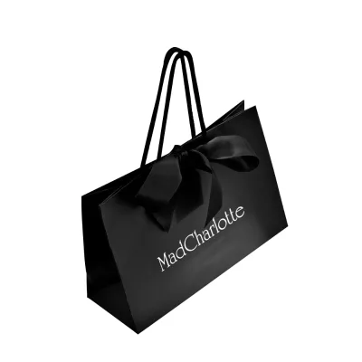 Luxury Custom logo Gold Stamping Printed White Gift Paper Shopping Bags with logo