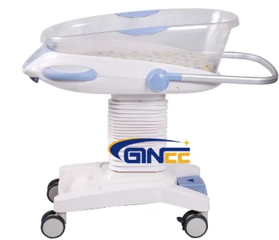 GINEE MEDICAL Baby Stroller-Crib Movable Infant Care Bed With Brake Wheels Foldable Armrest Weight Temperature Display Function