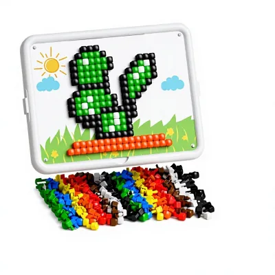 Plastic 3D Mushroom Peg Puzzle DIY Mosaic Art Set Educational Pixel Board Toy for 5 to 7 Year Olds