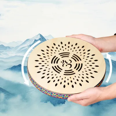 Wholesale Meibeite 12-Inch Ethnic Hand Drum Cowhide Heads Birch Wood Chamber Eco-Friendly Natural Stream Rain Sound for Music