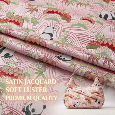 Stock Fabric Panda Traditional Chinese Waistcoat Fabric 100% Acrylic Abrasion-Resistant Fabric for Clothings Bags with logo