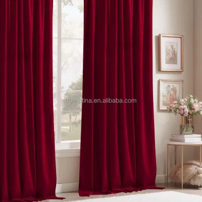 Red Velvet Flame Retardant Velour Luxury Elegant Stage Curtains Theater Drapes Pipe Drape Party Event Decoration