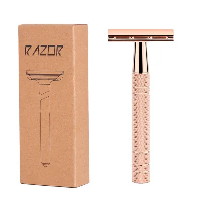 Hot Sell Double Edge  Rose Gold Classic Old Metal Manual Water Shaving Safety Razor Grooming