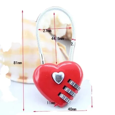 Red Heart Shaped Metal Combination Lock Custom Mini Digital love Heart Padlock