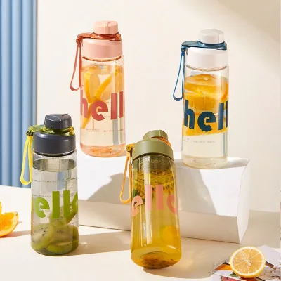 High Quality 650ml/800ml Food Grade BPA-Free Transparent Plastic Water Bottle With Scale and Rope