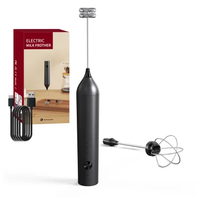Electric Milk Frother Stainless Steel Kitchen Whisk Coffee Milk Automatic Mixer Household