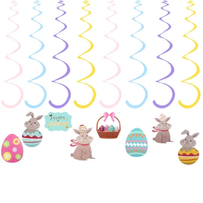 Cartoon Easter Spiral Pendant Easter Party Floral Pendant Celebration Party Pendant Decoration