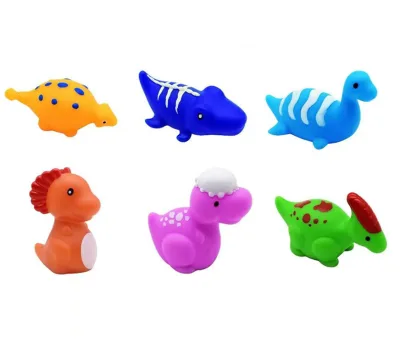 Floating Plastic New Baby Bathtub Floating Animal Silicone Cartoon Dinosaur Set Flashing Colorful LED Flashing Light up Bath Toy