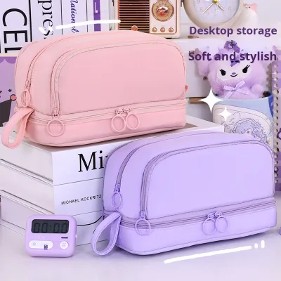 Japanese Style New Large Capacity Four-layer Pencil Case Solid Color Simple Multi-function School Office Stationery