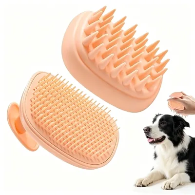 Dog Bath Grooming Brush-Soft Silicone Pet Massage Comb for Skin Care Eco-Friendly Rubber Teeth