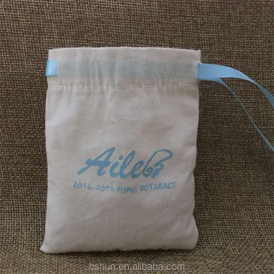 Small Cotton Jewelry Pouch with Single String