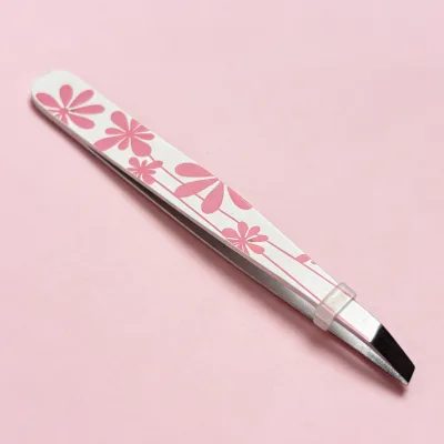 Professional ESD Slanted Tip Stainless Steel Eyebrow Tweezer Comfortable Handle-Lightweight Luxury Fashion Design Gentle Ingrown