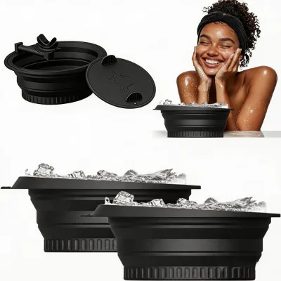 Woman Morning Depuffing Breathable Facial Cold Plunge Bowl Skin Icing Face Ice Bath with Breathing Tube Foldable Ice Face Basin