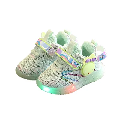 Lightweight Breathable Mesh Surface Casual Shoes Baby Girls Cute Bunny Decor Non-Slip Toddler Sneakers Spring Kids Department
