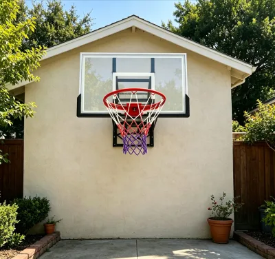 Space Saving Wall Mount Basketball Hoop with Backboard and Basketball Net Height Adjustable Spring Rim for Adult Youth Training