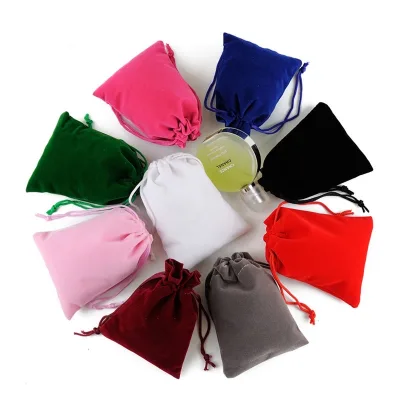 Popular High Quality Custom logo Jewelry Pouch Promotional Multi-size and Color Velvet Drawstring Bags