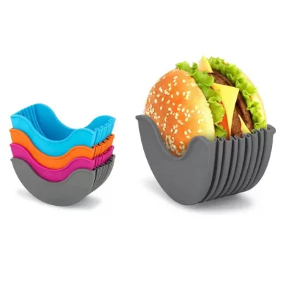 New Retractable Silicone Burger Clip Prevent Hand Contact With Anti-Shedding Burger Holder Restaurant Food Base
