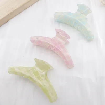 Checkered PVC Simple Hair Claw Clip Large 10.5*5.5cm Non-Slip Strong Hold for Thick/Thin Hair Daily Use Hair Accessories Women