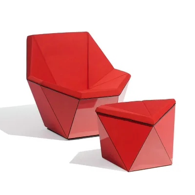 HEC Mid-Century Luxury Metal Prism Lounge Swivel Chair for Office Mall Apartment Club Use
