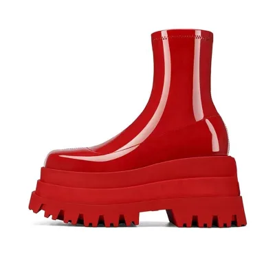 Triple Layers Women Thick Sole Shoes New Short Ankle Boots Slip on High Platform Booties Wedge Heels Shoe