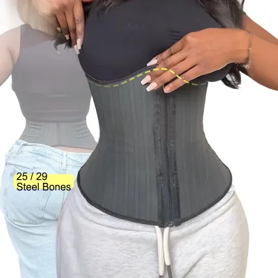 Top Seller 29 Steel Bones Waist Trainer Latex Sports Girdles Gain Latex Colombienne Lumbar Support Waist Trimmer Sweat Girdle