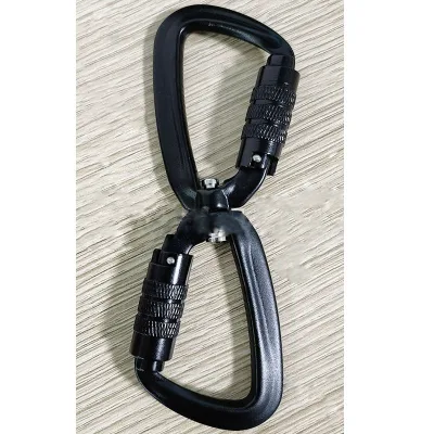 Premium Auto Lock Aluminum Swivel Rotating Double Carabiner Hook
