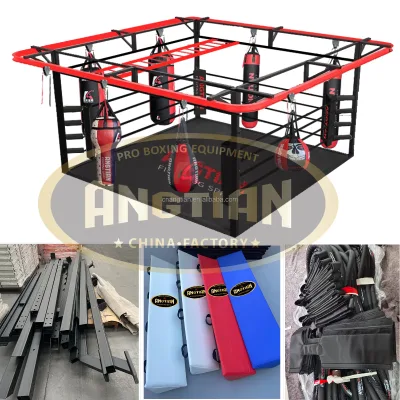 Manufacturer Customize Sized X-Round Boxing Ring Portable Mini Gym Fitness Training Lifting Boxing Ring Heavy Bags Rail System