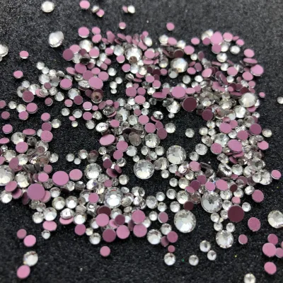 Wholesale Bling Flatback Nail Strass Rose Back Crystal White Non Hotfix Rhinestones Machine Cut Rhinestones