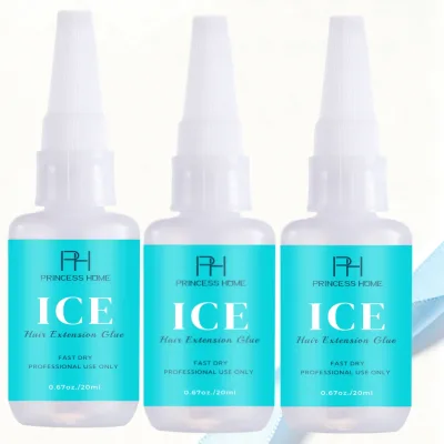 Custom Logo 20ml Clear ICE Hair Extension Glue Precision Flow Transparent Glue For Controlled Hair Extension Application