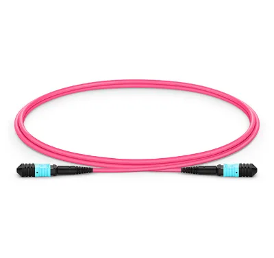 Wholesale optical LSZH 12C type Pink MPO patch cord male connector om4 12 core MPO fiber patch cord