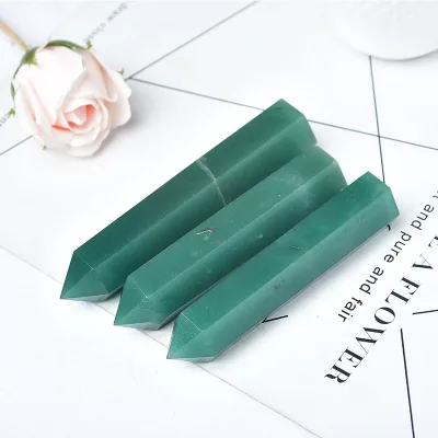 Wholesale natural crystal large green aventurine pillar polished demagnetization office ornaments
