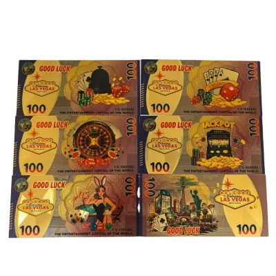 Free Shipping Thick 100 Money NoteLas Vegas Chip Polymer Gold Foil Banknote