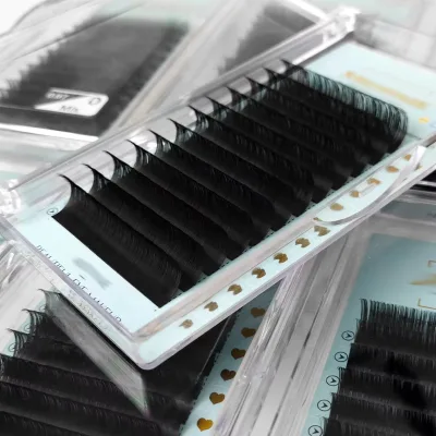 Factory Wholesale Soft Lashes Silk Eyelashes Individual Lash Extension Trays Dark Matte Black Cashmere Eyelash Extensions