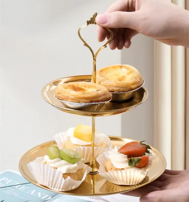Stainless Steel Eco-Friendly Gold Elegant Cupcake and Dessert Cake Stand Pastry Serving Stand for Tea Party Wedding and Birthday