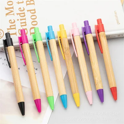 High Quality Sports Bamboo Promotional Pen with Custom Laser Logo Black/Blue Ink Haotian HT-108M