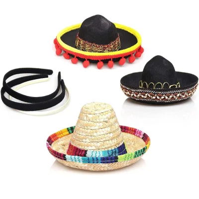Holiday Hat Headband Carnival Halloween Beach Pet Costume Children's Adult Birthday Mexican-Style Mini Satin Hat