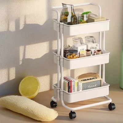 Hot Sale Modern Design Kitchen 3 Layer Storage Shelf With Wheel Steel Storage Rack Plastic Injection Mold Storage Racks