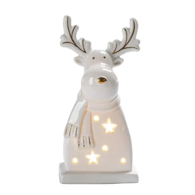 Ceramic Home Decor Light up Christmas Elk Statue Ornaments Outdoor Decoration Deer