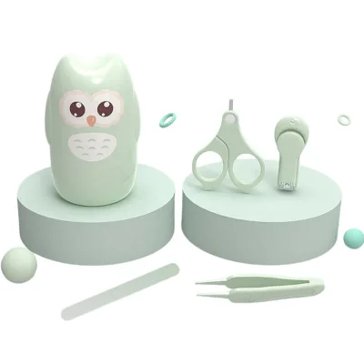 Hot Sale High Quality Portable Baby Safety Nail Daily Health Cleaning Care Pedicure Nail Kits Box With Owl Shape Case