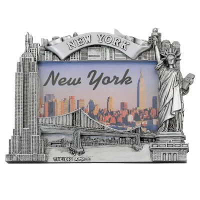 Custom Zinc Alloy Picture Frame New York Dubai Berlin Miami Country Tourist Antique Silver Souvenir Photo Frame Metal