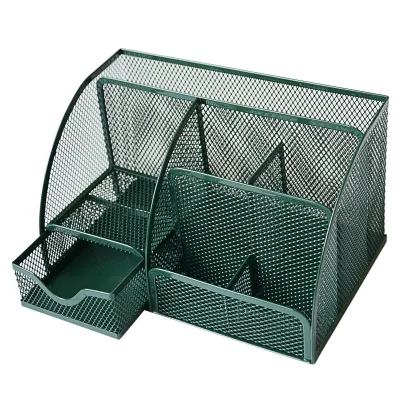 Desktop Heavy Duty Seven-grid Metal Mesh Square Storage Drawer Box Pen Holder Multi-functional Office Stationery Multi-color