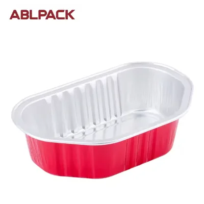 Oval Red Gold Aluminum Foil PET Container Lid Oven Safe Disposable Eco-Friendly Food Grade 100ml Luxury Customizable Mousse Cake