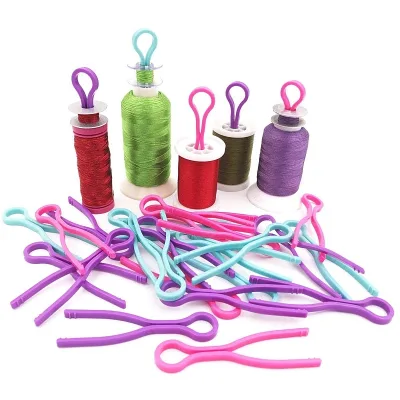 50pcs Plastic Bobbin Thread Holders Long Bobbin Clip for Sewing Machine Wire Sewing Thread Spool Organizing Sewing Tool