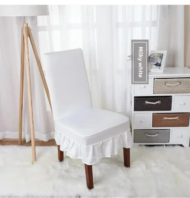 Neutral Versatile Elastic Pleated Chair Slipcover Pure Color for Hotels Weddings Banquets Cocktail Parties & Other Celebrations