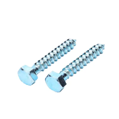 Carbon Steel Zinc Plated M4-M20 Inch Wood Screws Self Tapping Hex Head Class 4.8 & 6.8 DIN 571 for Wood M5-m8