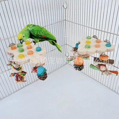 Parrot Toy Unplugging Platform Entertaining Features Peony Xuan Feng Bird Toy Grinding Mouth Wood Pine Cone Biting String