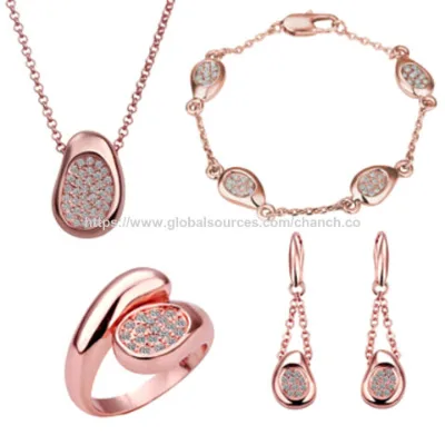 Fashion Ladies' Jewelry Sets, Made of Alloy Metal, Suitable for Wedding and Ceremony rose gold silver color jewelry set for women
