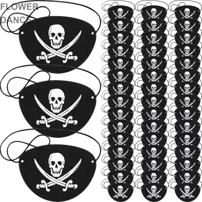Pirate Eye Patches Black Felt One Eye Captain Eye Patches Crossbone for Halloween