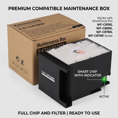 Premium T6714 PXMB6 Maintenance Tank Unit C13T671400 High Capacity Sponge for Epson WF-C8690 C879R C869R C8190 Office Printer